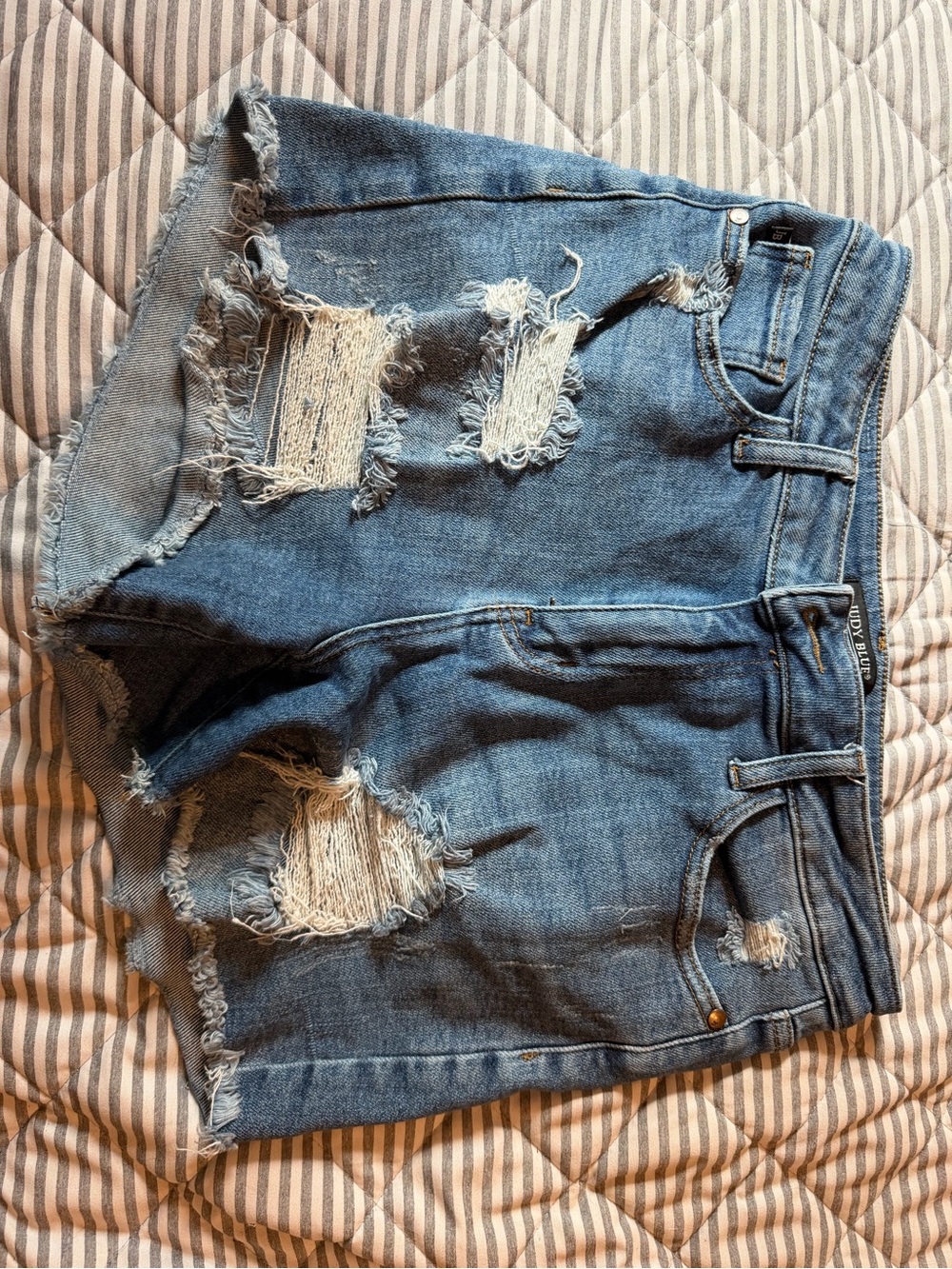 Judy blue Distressed Blue Denim Cutoff Shorts- Large